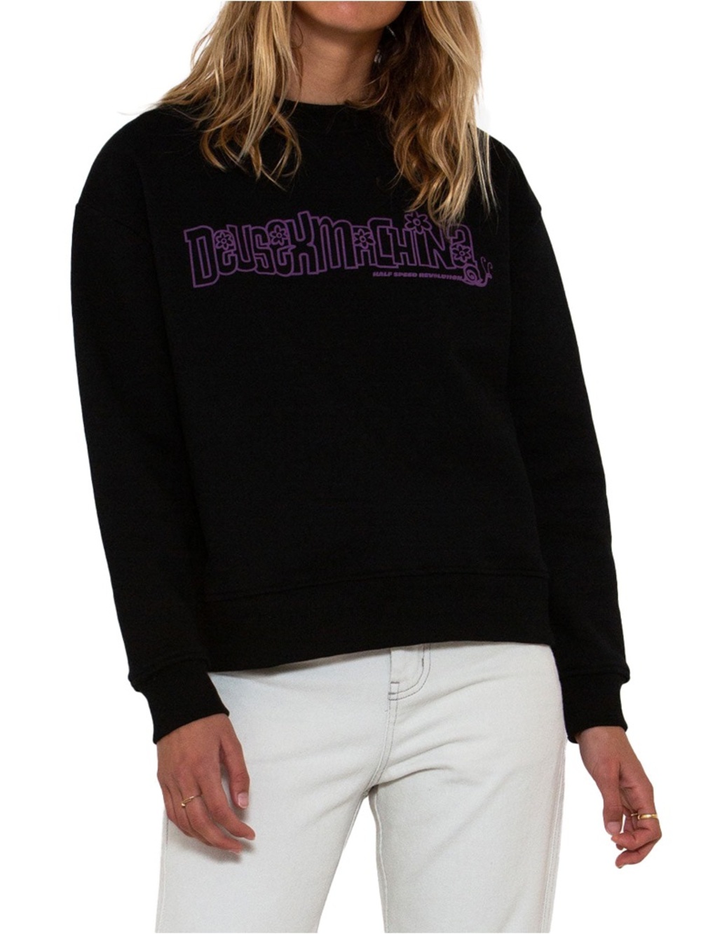 Deus Ex Machina Idle Dxw Crew Sweatshirt Oversized Fit Phantom Black Purple